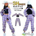 キッズ ダンス衣装 チェック柄 へそ出し パンツ 女の子 ヒップホップ チアガール トップス シャツ ジャズダンス 子供 ステージ衣装 韓国 発表会 120-170cm