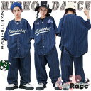 紺色 ストライプ 柄 キッズ ダンス衣装 セットアップ ゆったり デニム ネイビー ベースボール カジュアルシャツ 半袖 トップス 黒 タンクトップ