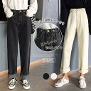 デニムパンツ 大きいサイズ レディース パンツ デニム ボトムス 秋冬 冬服 デニム ウエストゴム ストレート デニム ロングパンツ ウエストゴム 韓国風