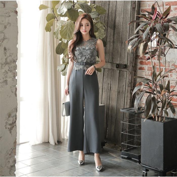 オールインワン パンツドレス 結婚式 パーティードレス ワイドパンツ ハイウエスト 夏 オールインワン フォーマル パンツドレス ワイド 二次会 お呼ばれlwyx69