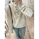 トレーナー レディース 小顔 ハーフジップ ボア トップス オーバーサイズ tシャツ カットソー もこもこ ドロップショルダー 大きいサイズ ゆったりトップス 体