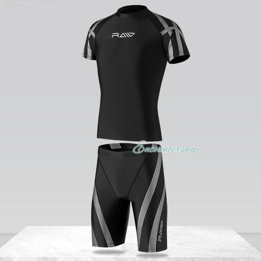 水着 メンズ 上下セット ウェットスーツ 水泳 競泳 フィットネス水着 スイムウェア 半袖 短パン 伸縮性 快適 日焼け止め 体型カバー 薄手 海 夏