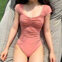 水着レディース 体型カバー 水着 オールインワン水着 ビキニ 小胸バンドゥ 水着 夏 韓国風 海辺 ビーチ 40代 可愛い スイムウェア 温泉 ママ水着(4)