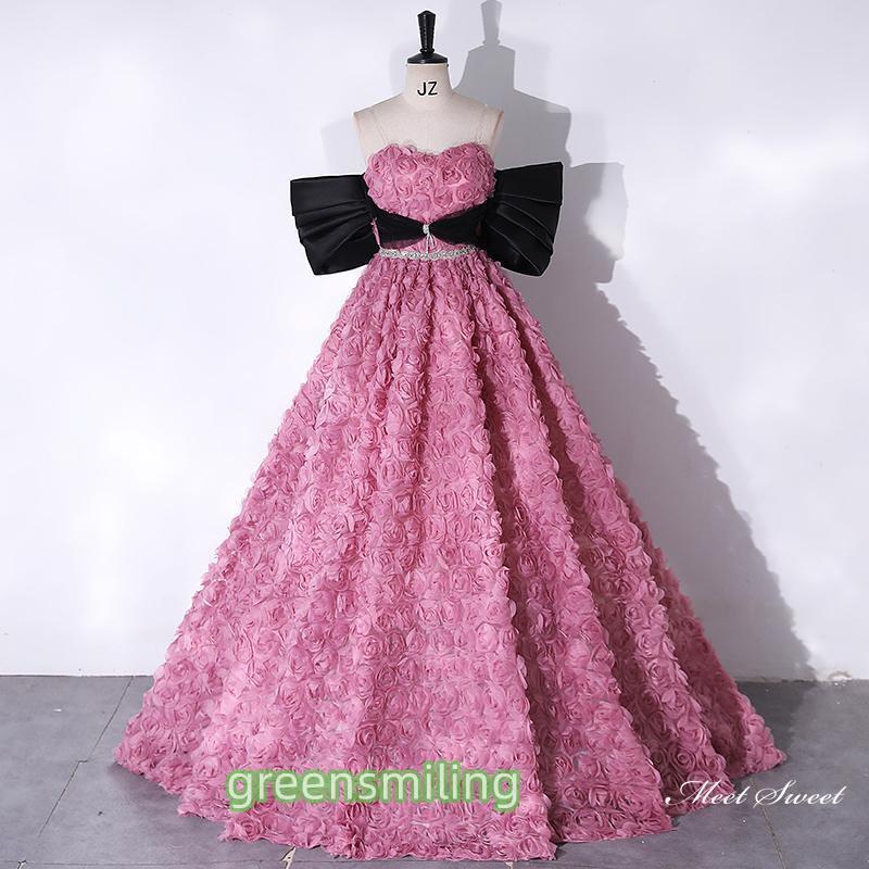 カラードレス 2way ロングドレス ピンク ビスチェ パーティードレス ウェディングドレス ウエディング..