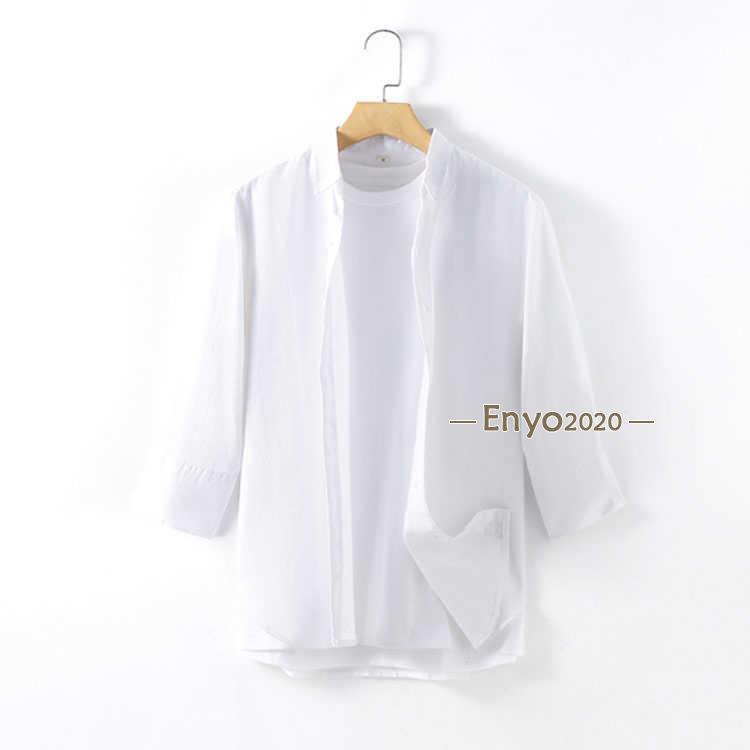 7分袖 シンプル シャツ リネンシャツ カジュアルシャツ 麻 綿麻 メンズ 涼しい 大きいサイズ おしゃれ 春 夏 薄手 シャツ トップス 無地 ビ