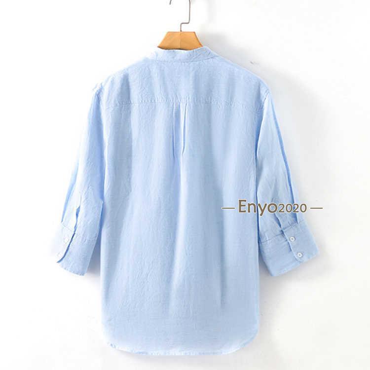 7分袖 シンプル シャツ リネンシャツ カジュアルシャツ 麻 綿麻 メンズ 涼しい 大きいサイズ おしゃれ 春 夏 薄手 シャツ トップス 無地 ビ