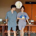 父の日 甚平 メンズ パジャマ レディース オシャレ ルームウェア 男性 女性 ユニセックス 半袖 上下セット 体型カバー Vネック 前開き 寝巻き お風呂 ペ...