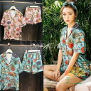パジャマ レディース 夏 半袖 パジャマ 前開き 2点セットパジャマ ショットパンツ フェイク絹 シャツパジャマ 可愛い ルームウエア 部屋着 全2色 冷房対応(4)