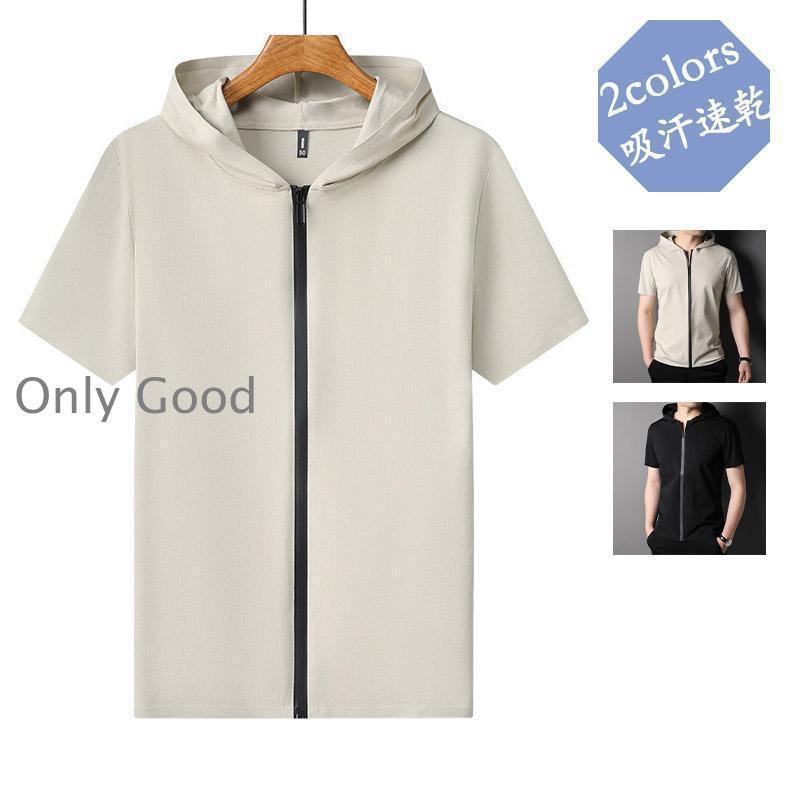 半袖パーカー メンズ 半袖 UVカット トップス Tシャツ 夏パーカー 通勤 通学 おしゃれ カジュアル フード付き 薄手 吸汗 速乾 日焼け止め服
