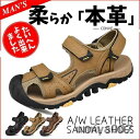 サンダル メンズ 本革 スポーツサンダル コンフォートサンダル ビーチサンダル 歩きやすい マジックテープ付き おしゃれ アウトドア(4)