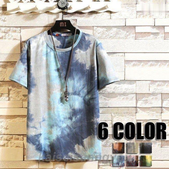 乐天商城 - トップス Tシャツ メンズ ゆったり 半袖Tシャツ 丸首 大きいサイズ カジュアルTシャツ 半袖 グラデーション かっこいい夏Tシャツ 春 夏 メンズ用 6色