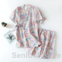 おやすみ甚平 パジャマ レディース 夏 綿 半袖 ダブルガーゼ 綿 甚平パジャマ 桜柄 夏 入院 大人用 大きいサイズ ショットパンツ ルームサプリ 30代 40代 20代