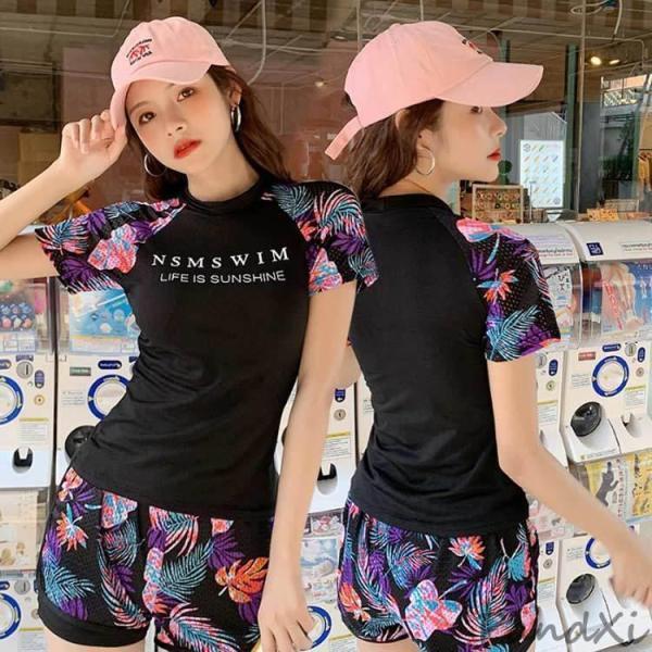 選べる3タイプ レディース フィットネス水着 おしゃれ セパレート tシャツ ショートパンツ 水着 半袖 上下セット 長袖 露出控えめ ノースリーブ