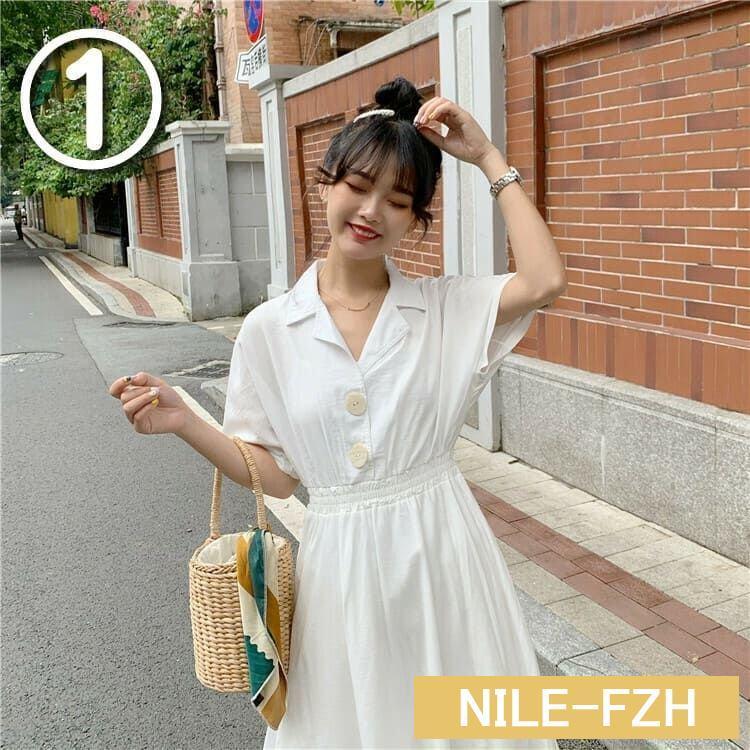 【冷感】ワンピース レディース 半袖 高校生 中学生 ファッション 10代 20代 シャツワンピース ミモレ丈 韓国 ファッション オルチャン 春 夏 秋 5212