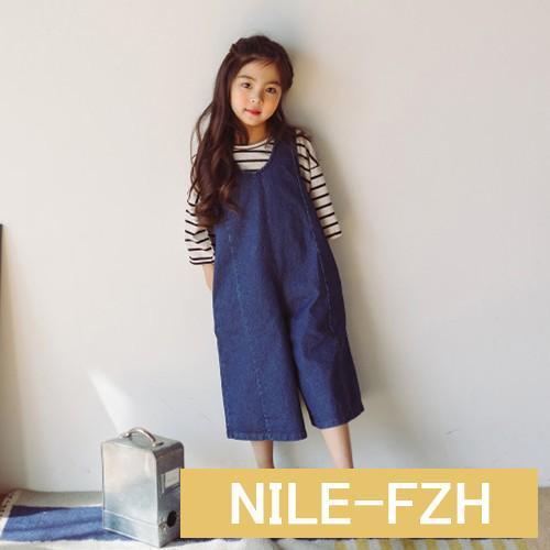 デニムサロペット 女の子 ガールズ キッズ ジュニア 子供服 ボトムス オーバーオール ジーパン ジーンズ ゆったり 9分丈ワイド ガウチョパンツ 韓国