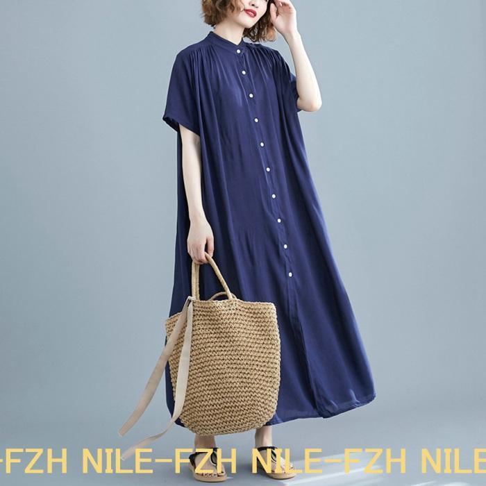 ロングワンピース シャツワンピース レディース ワンピース 揺れる お洒落 涼しい マキシ丈 ロング丈 aライン 大きいサイズ 体型カバー ゆったり