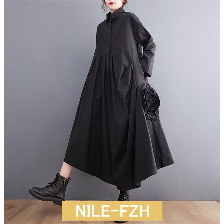 シャツワンピース レディース 40代 春 夏 秋 ロングワンピース きれいめ 長袖 ワンピース 通勤 ミモレ丈 大きいサイズ 体型カバー カジュア 上品 ゆったり