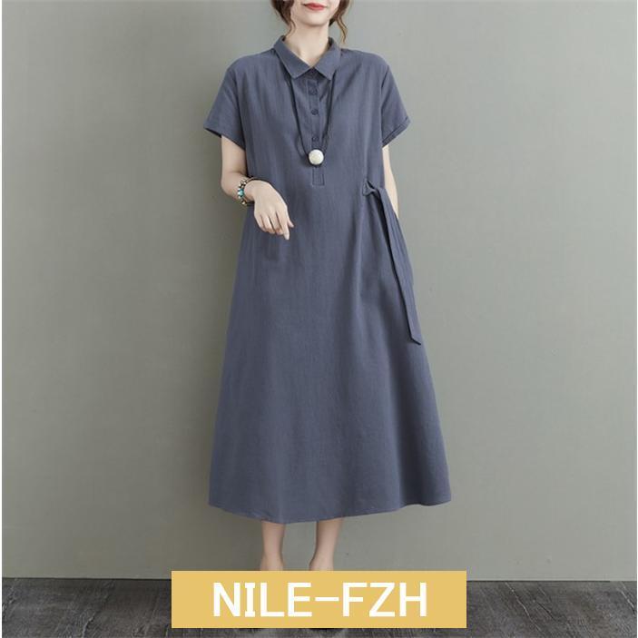 シャツワンピース ワンピース レディース ロングワンピース 半袖 秋 春 ロング丈 ミモレ丈 シャツワンピ 体型カバー 無地 きれいめ 着痩せ 重ね着 夏