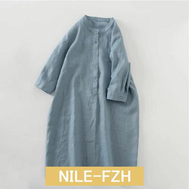 シャツワンピース チュニック ロング丈 ワンピース 九分袖 レディース 綿麻混 膝丈 きれいめ リネンコットン 夏 春 秋 ロングシャツ ゆったり 大きいサイズ