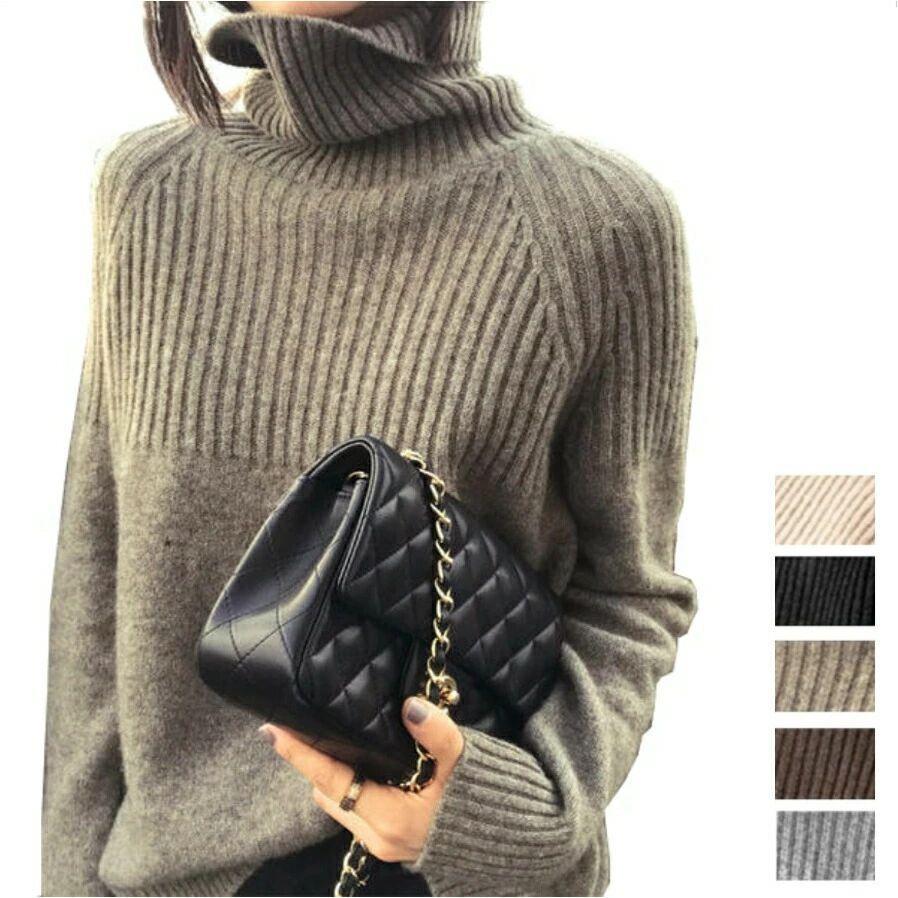 ハイネックニット タートルネック 長袖 ニット セーター トップス レディース