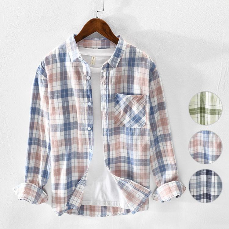 チェックシャツ メンズ シャツ カジュアルシャツ トップス 長袖 格柄 10代 20代 30代 ファッション[素材]50％綿、50％ポリエステル[原産国] 中国■海外製品の為、縫製上の基準が厳格ではありません。小さな汚れ、縫製のずれ、しわやキズなどがある場合もございます。一度単品洗いしてからのご着用をお勧めいたします。※ゴミの減量のため透明な袋包装です。ラッピング/プレゼント包装は対応致しておりません。