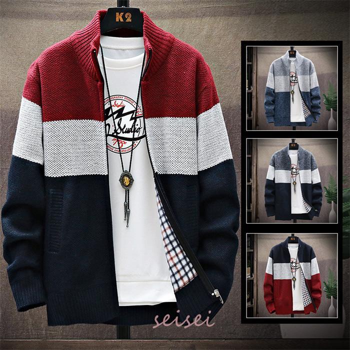 カーディガン メンズ 秋冬 ジャケット 開襟 秋物 パーカー