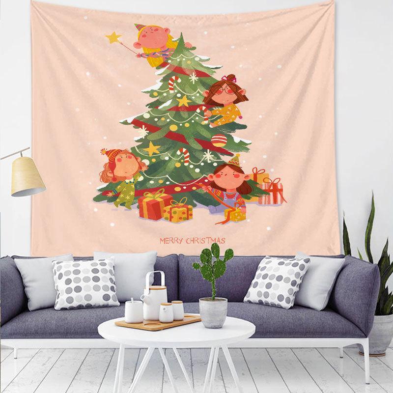 シルエットセレクトのタペストリー クリスマス 雪ダルマ サンタ イベント パーティー ツリー 装飾おしゃれ 大きい 絵 壁 インテリア 布 目隠し 背景布 グッズ ファブリックポスター｜アングル2