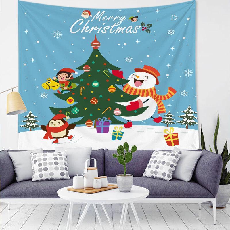 シルエットセレクトのタペストリー クリスマス 雪ダルマ サンタ イベント パーティー ツリー 装飾おしゃれ 大きい 絵 壁 インテリア 布 目隠し 背景布 グッズ ファブリックポスター｜アングル3