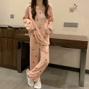もこもこ パジャマ ルームウェア レディース 厚手 即納 果物柄 可愛い 冬 部屋着 長ズボン 長袖 プルオーバー 上下セット ふわふわ 柔らか 暖か