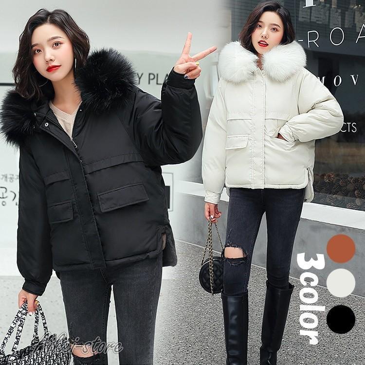 コート ダウンコート レディース 中綿 ダウンジャケット ミディアム丈 秋冬 帽付 カジュアル 裏起毛 もこもこ 厚手 暖かい 大きいサイズ アウター 3色(4)