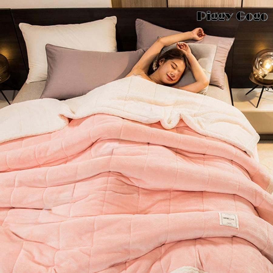 無地 毛布 シングル ブランケット 大判 クリスマス 掛け毛布 二枚合わせ シープ調ボア フランネル 暖か..