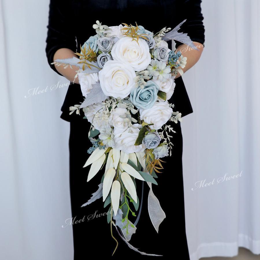 ブーケ ウェディングブーケ ブライダルブーケ キャスケードブーケ ウエディングブーケ 花嫁 造花 花束 ..