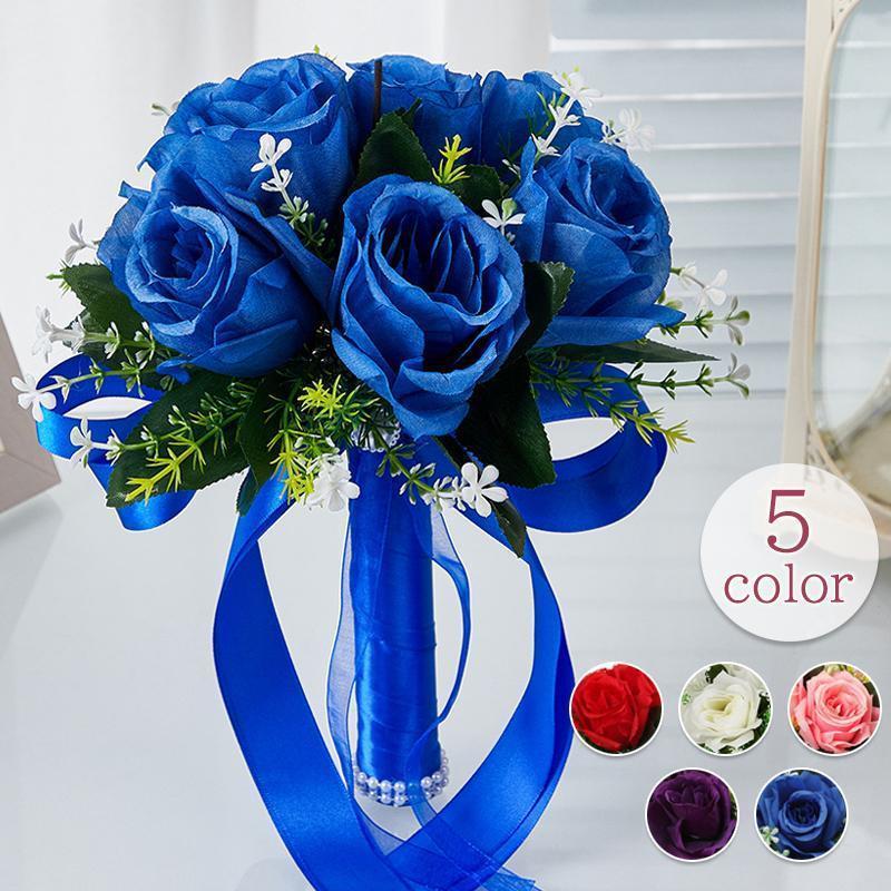 ウェディングブーケ ウエディングブーケ ラウンドブーケ ブライダル 花嫁 ブーケ 造花 可愛い 結婚式 ..