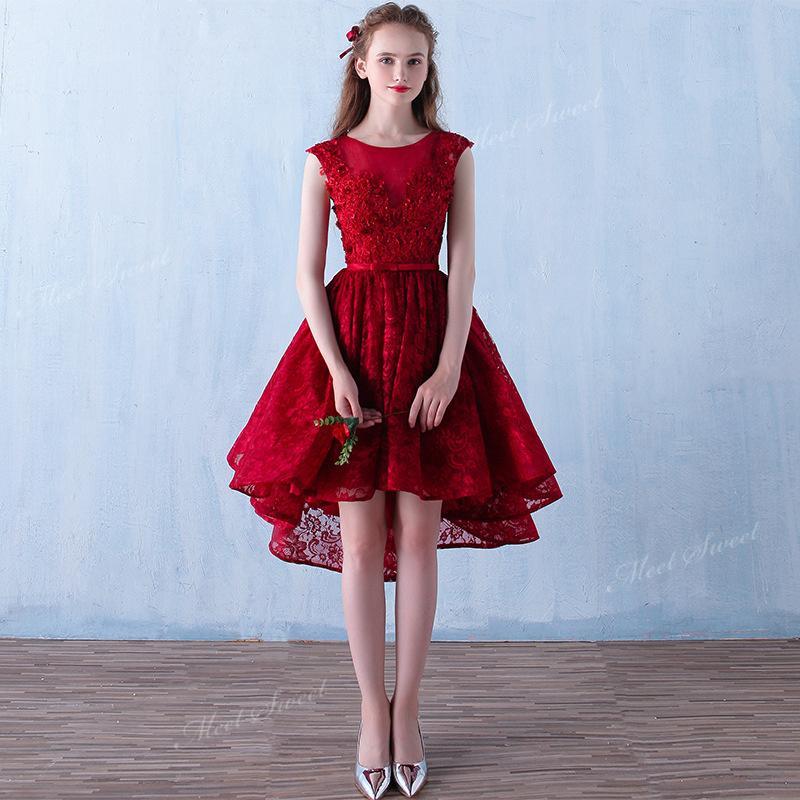 パーティードレス ピアノ発表会 ドレス フィッシュテール 演奏会 ミディアム丈 フィッシュテールドレス パーティドレス 二次会 コンクール ワインレッド レッド(4)