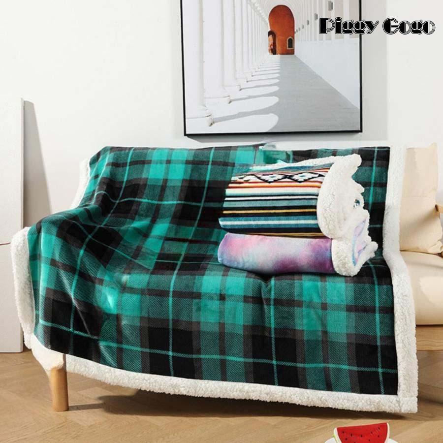 ブランケット シングル 毛布 チェック柄 二枚合わせ ふわもこ ひざ掛け 洗える 2枚合わせ 厚手 シープ..