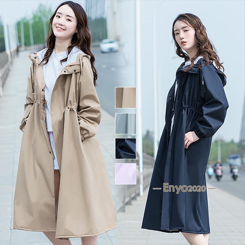 レインコート レディース トレンチコート風 レインウェア フード付き 雨具 Aライン ロング丈 自転車 通勤 おしゃれ 可愛い 撥水 梅雨対策 軽量