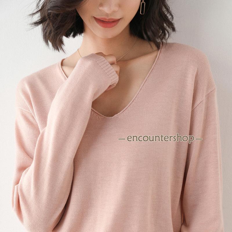 ニット セーター レディース秋服 ニット トップス レディース 春新作 柔らかい シンプル ベーシック 伸縮性 長袖 セーター 3