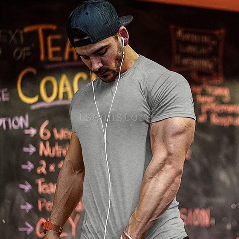 フィットネスウェア 男性用 丸首 スポーツウェア トレーニングウェア 無地スリム 半袖 tシャツ 筋トレ ..