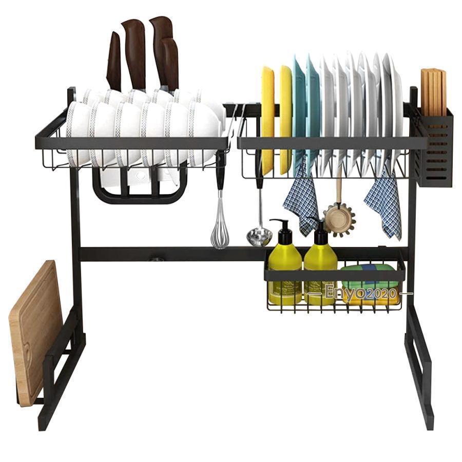 水切りラック シンク上 2段 食器水切り 食器収納 キッチン収納 水切りかご キッチンラック 皿立て 箸入..