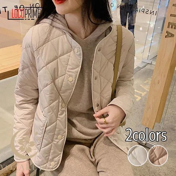 中綿コート レディース 中綿ダウンジャケット キルティングコート ノーカラー 中綿ジャケット 秋冬 カジュアル 中綿入り 通勤通学 アウター 大きいサイズ