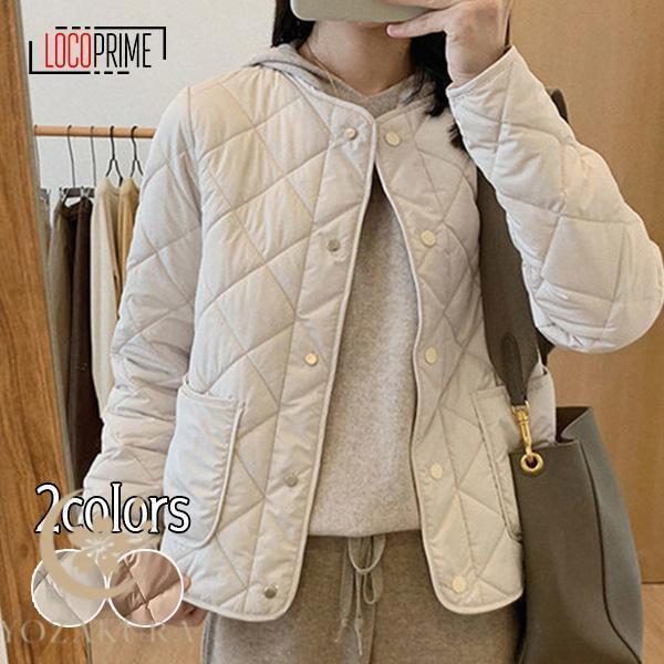 中綿コート レディース 中綿ダウンジャケット キルティングコート ノーカラー 中綿ジャケット 秋冬 カジュアル 中綿入り 通勤通学 アウター 大きいサイズ