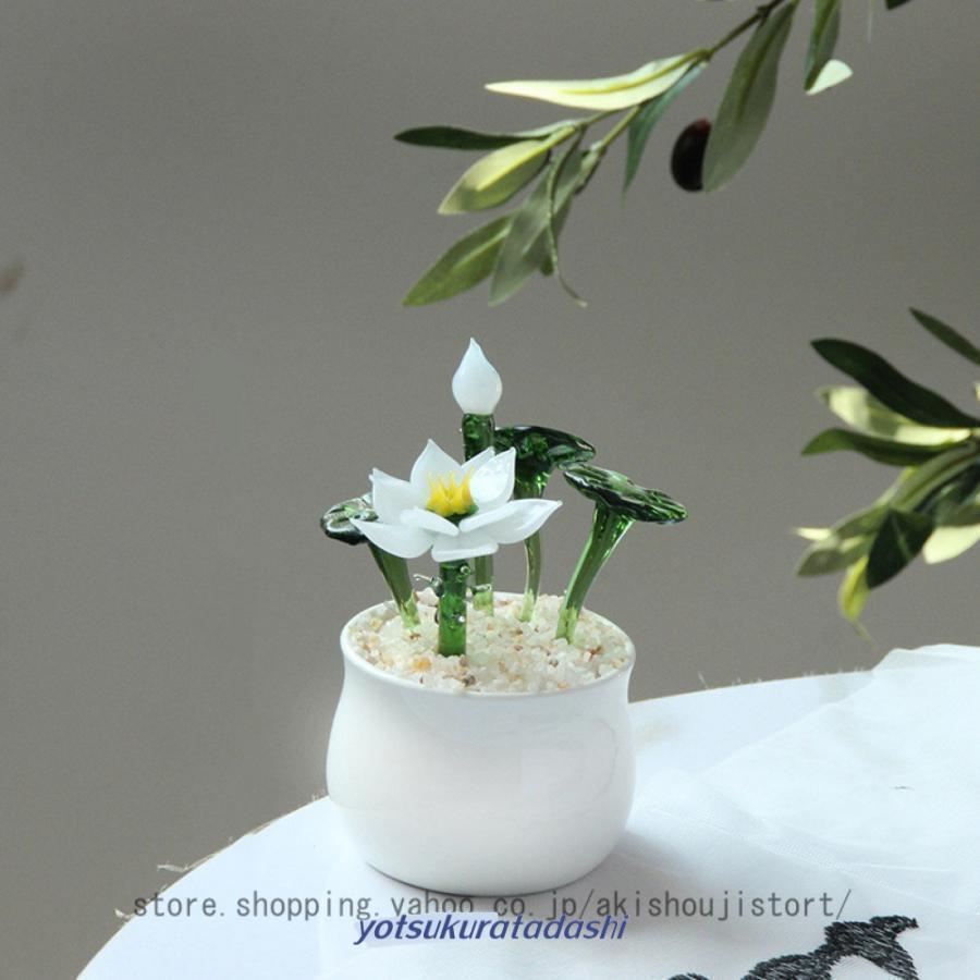 アート ガラス 花 置物 手作り 吹きガラス クリスタル 花のオブジェ ミニチュア 人工フラワー クリスマ..