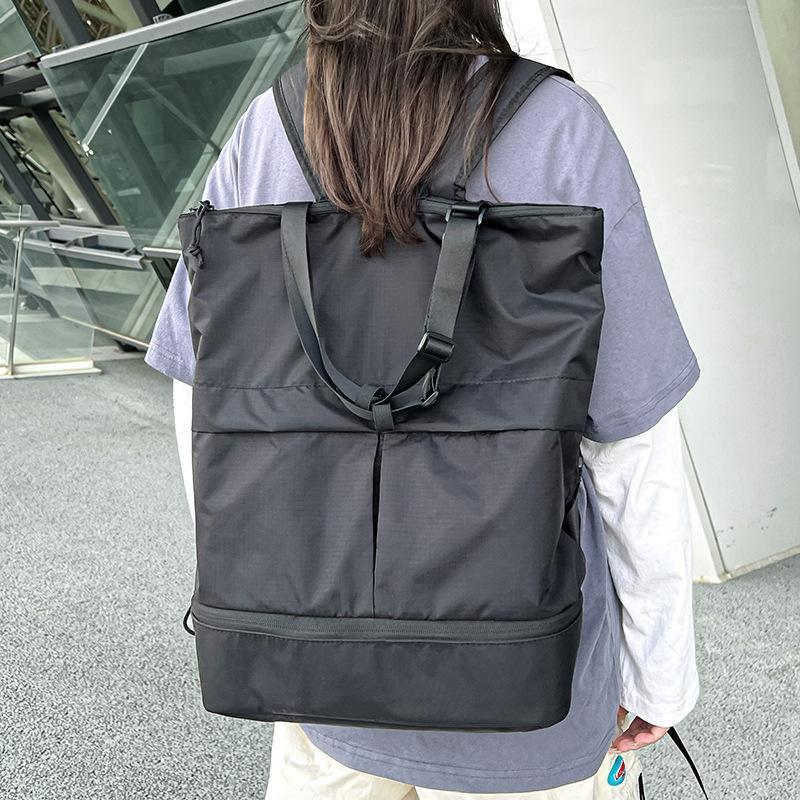 Rucksacks, Day Packs - 2way リュック トート 大容量 メンズ レディース 撥水 キャリーオン 軽量 ナイロン PC収納 A4 B4 肩掛け ショルダー 通勤 通学 出張 旅行 黒 配色 シンプル
