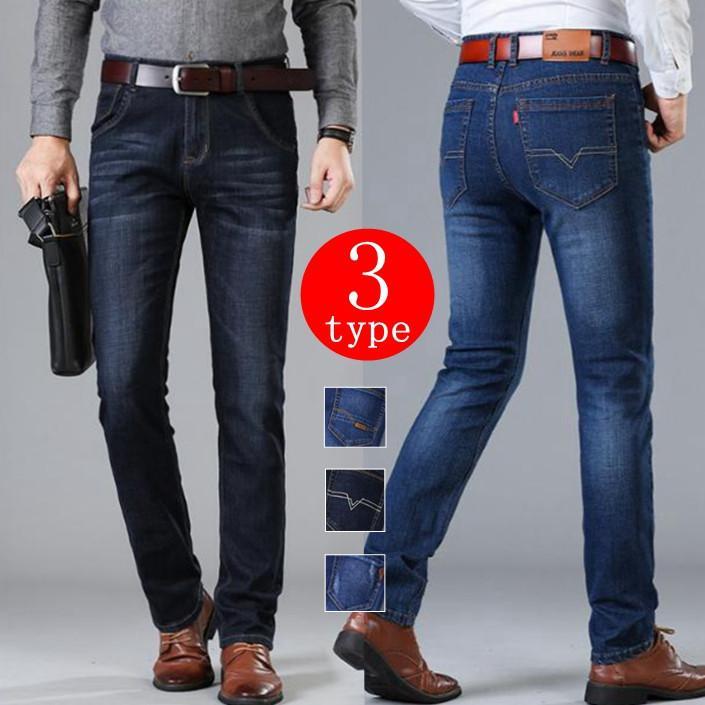 Rakuten - デニムパンツ ジーンズ メンズ ジーパン Gパン ロングパンツ 春秋服 デニム ボトムス ストレッチ パンツ ストレート ビジネス 大人