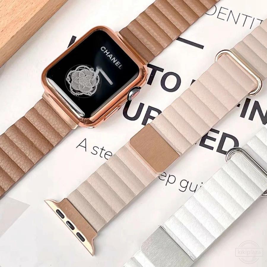 アップルウォッチ バンド レザー おしゃれ apple watch ベルト 本革 革 マグネット applewatch 本革 くすみ シリーズ9 40mm 41mm 44mm 45mm 高級 かわいい シン