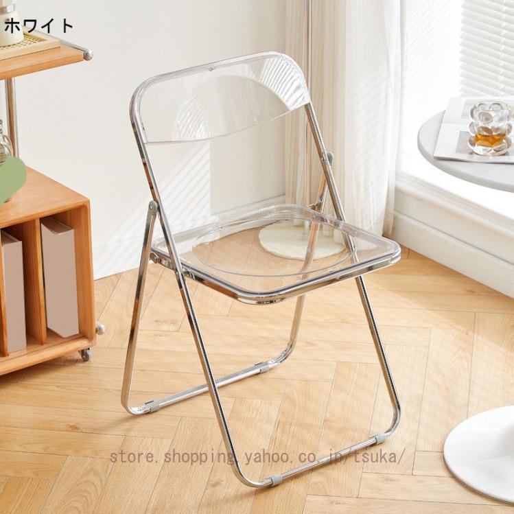 シルエットセレクトの折りたたみ椅子 パイプ椅子 クリアチェア おしゃれ 多用途 リビング ダイニング オフィス イベント会場などで使える 持ち運び簡単 透明 折りたたみ 椅子｜アングル2