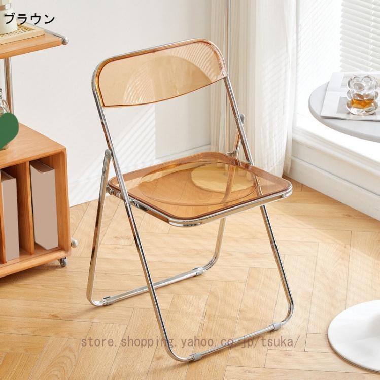 シルエットセレクトの折りたたみ椅子 パイプ椅子 クリアチェア おしゃれ 多用途 リビング ダイニング オフィス イベント会場などで使える 持ち運び簡単 透明 折りたたみ 椅子｜アングル3
