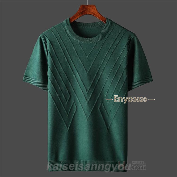 半袖ニット Tシャツ メンズ クルーネック ゴルフウェア ニットセーター トップス ...