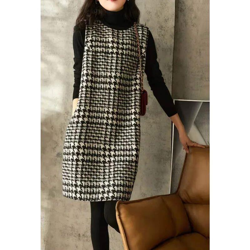 2点セット ワンピース 秋 セットアップ チェック レディース ジャンパースカート ジャンスカ サロペットスカート オールインワン ワンピ ノースリーブ タンクワ