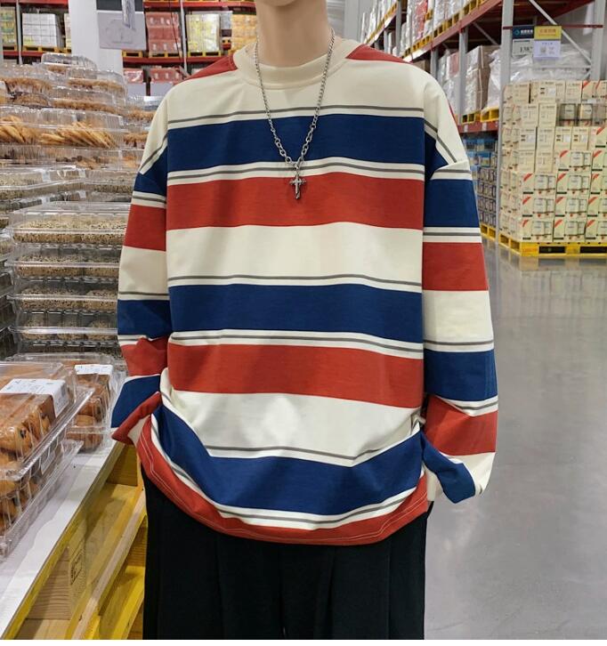 シャツ メンズ コットン ボーダー 長袖 ラガーシャツ ビッグサイズ オーバーサイズ 古着MIX アメカジ ストリート カジュアル